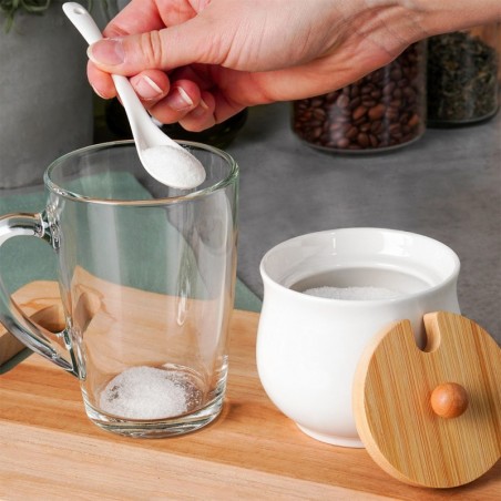 Keraamiline suhkrutoos lusikaga valge | FreshDesign.ee