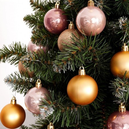 Jõulupuu ehted, roosad, purunemiskindlad, 5 cm, 16 tk.