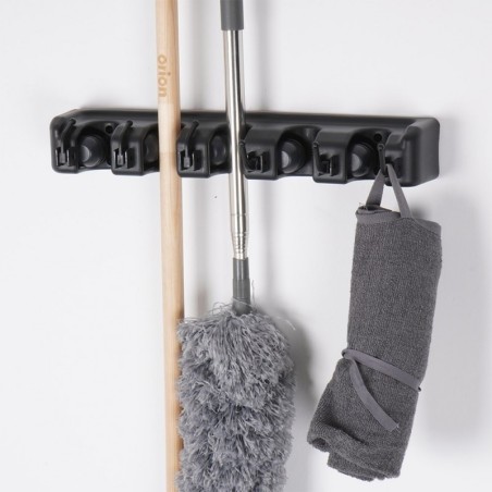 Mopi, harja ja tööriistariiul must 5 ava