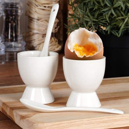 Munatopsid lusikatega, valge portselan, 2 tk.