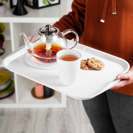 Plastikust serveerimisalus valge 43,5x31,5 cm