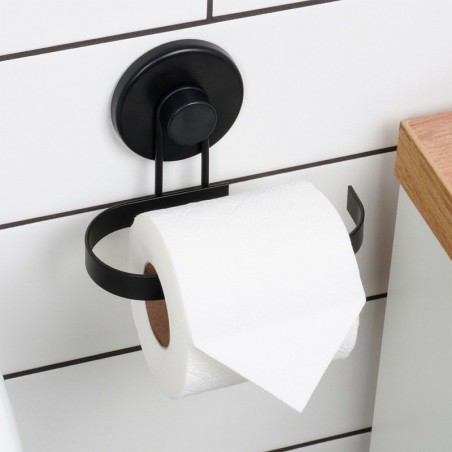 Mustast metallist tualettpaberihoidja iminapaga