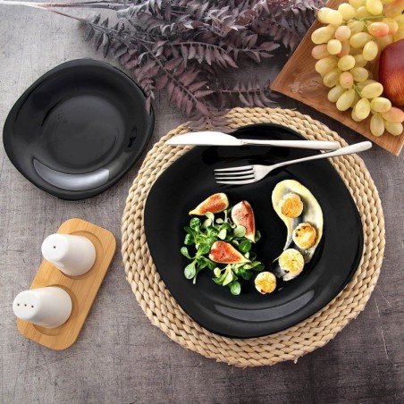 Õhtusöögitaldrik madal klaasist must LUNA 26,5 cm