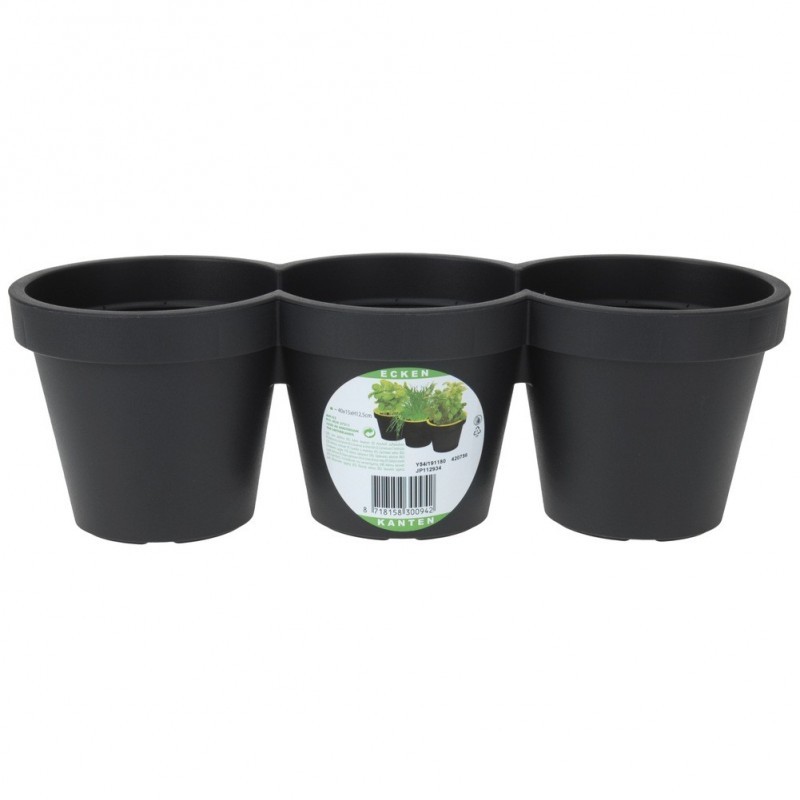 Kolmekordne plastikust aiapott must 39,5 cm | FreshDesign.ee