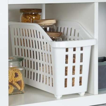 Ratastel hoiukonteiner valge kitsas 13 l