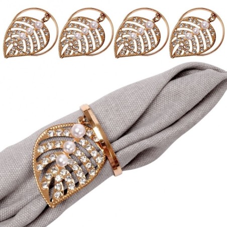 Salvrätikurõngad metallist kuldlehed 4 cm 4 tk. | FreshDesign.ee