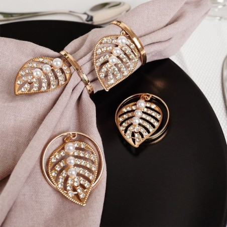 Salvrätikurõngad metallist kuldlehed 4 cm 4 tk. | FreshDesign.ee