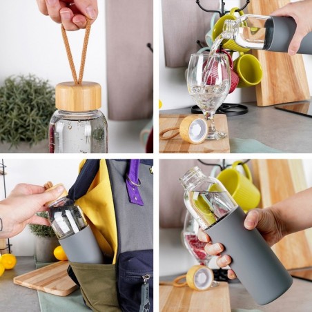 Klaasist veepudel silikoon ümbrisega 500 ml | FreshDesign.ee