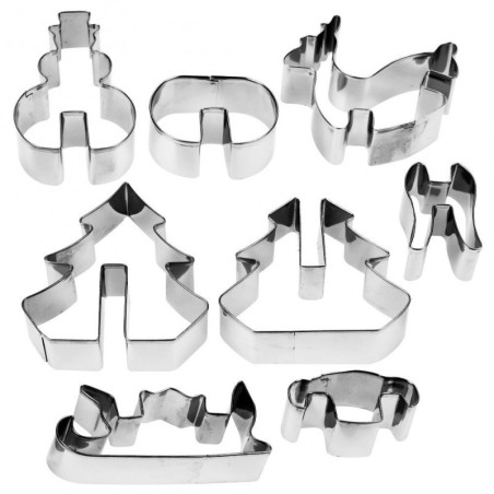 Piparkoogivormid terasest Christmas 3D 8 tk.