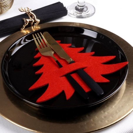 Söögiriistade kate punane jõulupuu 4 tk.