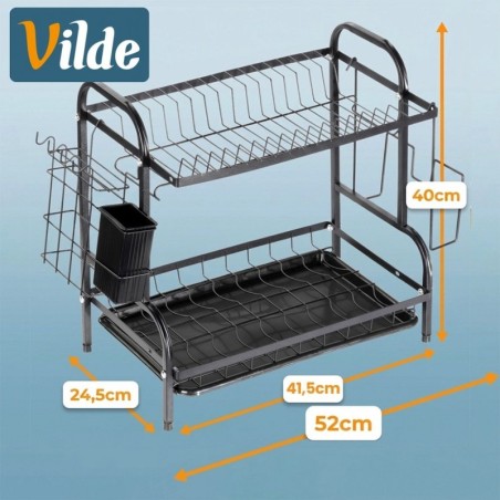 Metallist nõudekuivatusrest, must, 2-tasan... | FreshDesign.ee