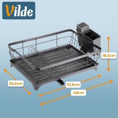 Metallist nõudekuivati, must, 48x32,5x18,5 cm | FreshDesign.ee