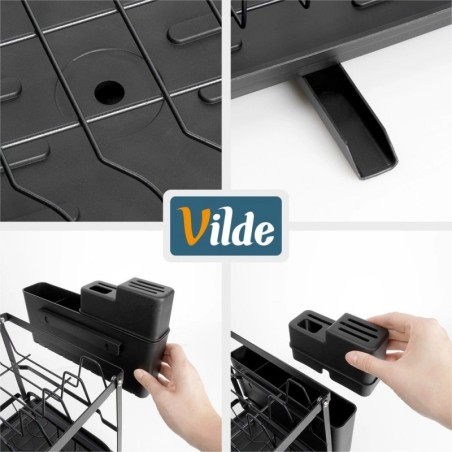 Metallist nõudekuivatusrest, must, 2-tasan... | FreshDesign.ee