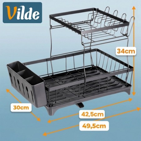 Metallist nõudekuivatusrest, must, 2-tasan... | FreshDesign.ee