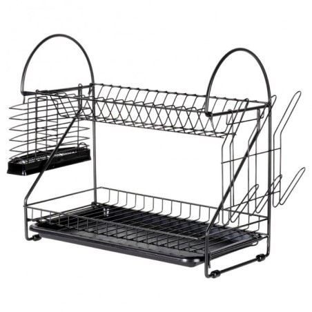 Metallist nõudekuivatusrest, must, 2-tasan... | FreshDesign.ee