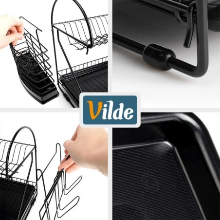 Metallist nõudekuivatusrest, must, 2-tasan... | FreshDesign.ee