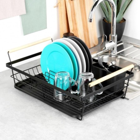 Nõudekuivatusrest, must, 50,5x33x18 cm