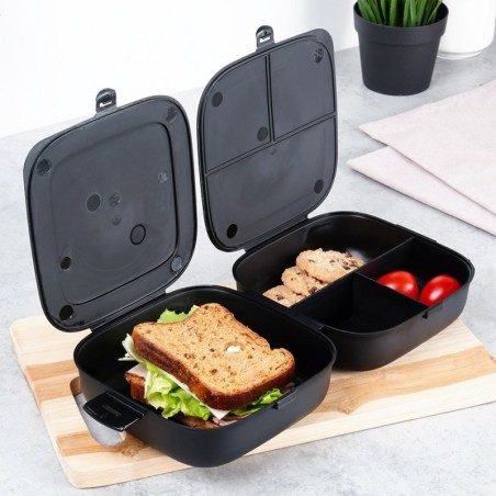 Toidukarp jagatud must 2x700 ml