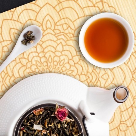 Ristkülikukujuline bambusest lauamatt, kokkurullitud, MANDALA, 45x30 cm