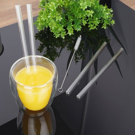 Joogikõrred puhastusharjaga, klaas, 20 cm, 4 tk. | FreshDesign.ee