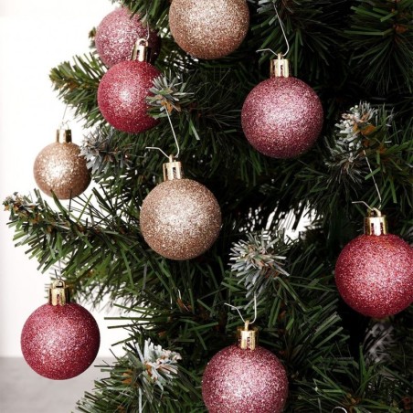 Jõulupuu ehted, roosad, purunemiskindlad, 4 cm, 9 tk.