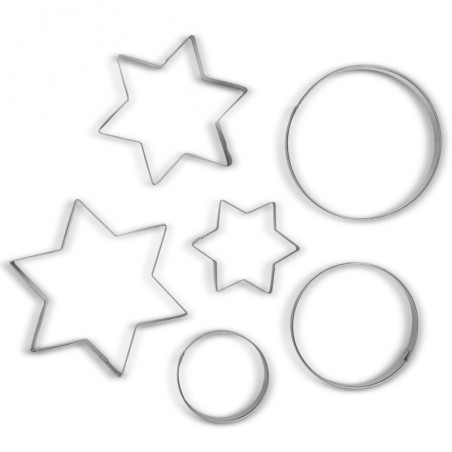 Küpsisevormid terasest tähed ring MISTY 4-7 cm 6 tk.