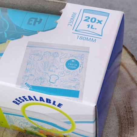 Kinnitatavad kotid toidule 1 l 20 tk. | FreshDesign.ee