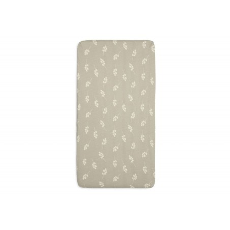 Kummiga lina jersey puuvill, 70x140 cm, Twig Olive Green