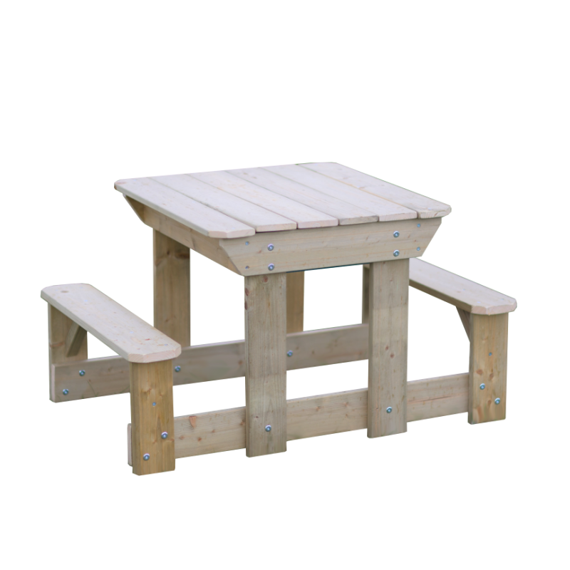 Laste mängulaud piknikulaud pinkide ja kastidega | FreshDesign.ee