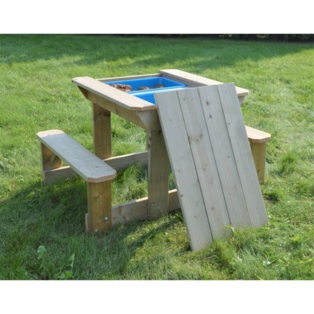 Laste mängulaud piknikulaud pinkide ja kastidega | FreshDesign.ee