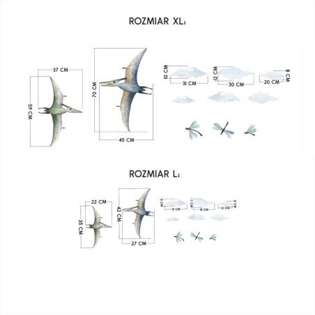 Seinakleebiste komplekt XL Pterodactyls | FreshDesign.ee