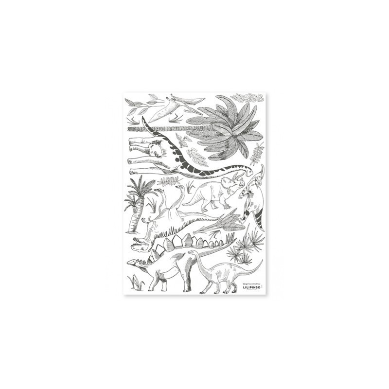Seinakleebis Dinosaurus, must/valge | FreshDesign.ee