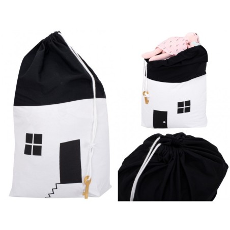 Puuvillane kott panipaik, valge/must