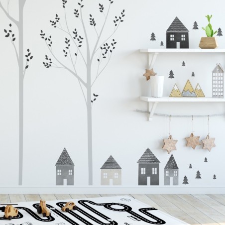 Seinakleebised hallid majad L | FreshDesign.ee