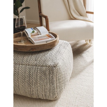 käsitöö villa Pouf Rocco beež/must 55x55x30 cm | FreshDesign.ee