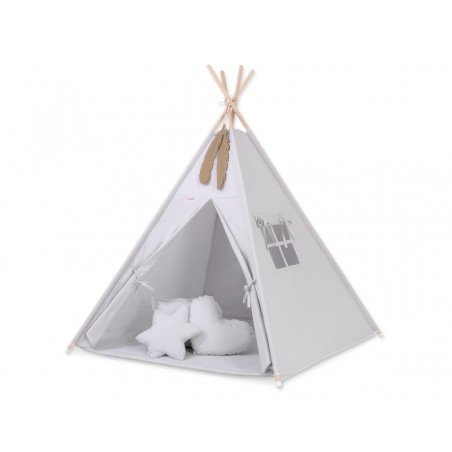 Tipi telk aluse ja patjadega + suled, helehall | FreshDesign.ee