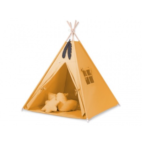 Tipi telk aluse ja patjadega + suled, kollane | FreshDesign.ee