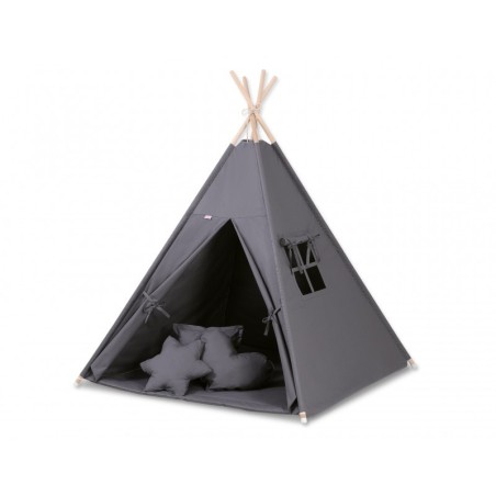 Tipi telk aluse ja patjadega + suled, tumehall | FreshDesign.ee