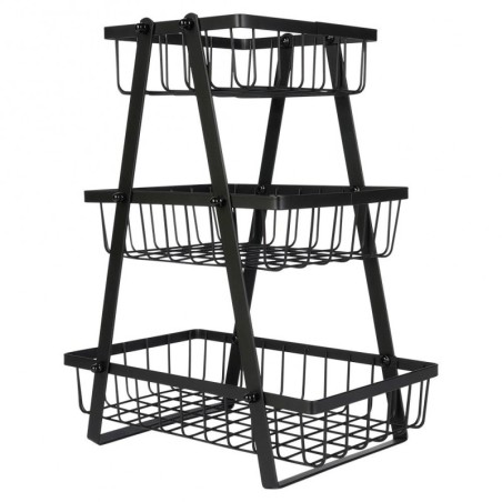 Must metallist puuviljakorv, 3-korruseline | FreshDesign.ee