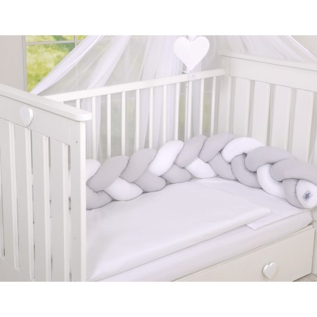 Punutud voodipehmendus 180 cm, valge/hall | FreshDesign.ee