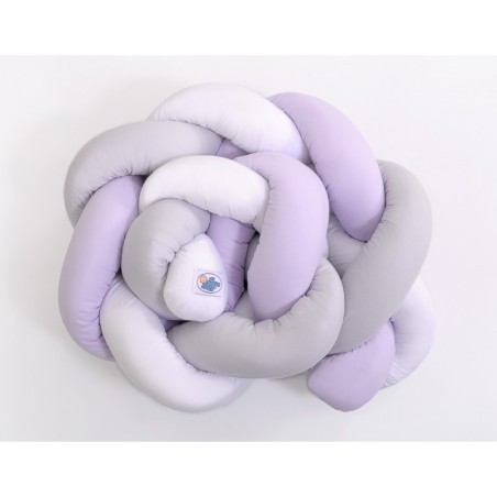 Punutud voodipehmendus 180 cm, valge/lilla/hall | FreshDesign.ee