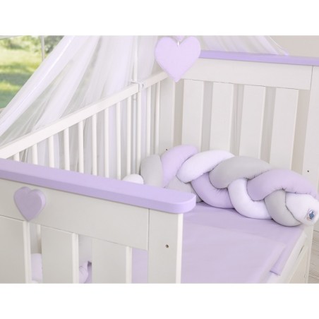 Punutud voodipehmendus 180 cm, valge/lilla/hall | FreshDesign.ee