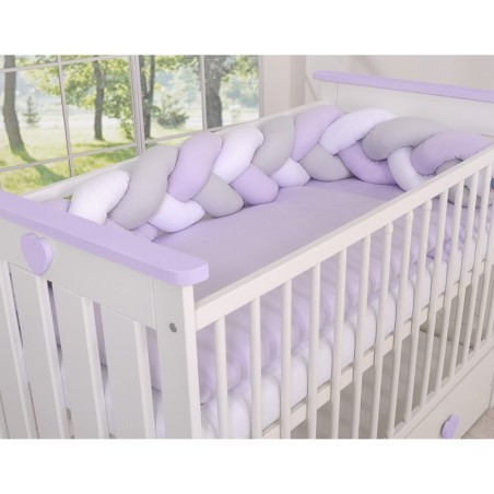 Punutud voodipehmendus 180 cm, valge/lilla/hall | FreshDesign.ee