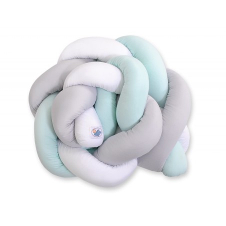 Punutud voodipehmendus 180 cm, valge/hall/mint | FreshDesign.ee