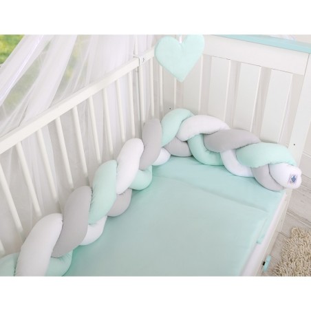 Punutud voodipehmendus 180 cm, valge/hall/mint | FreshDesign.ee