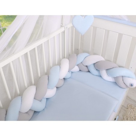 Punutud voodipehmendus 180 cm, valge/hall/sinine | FreshDesign.ee