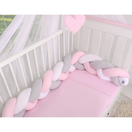 Punutud voodipehmendus 180 cm, valge/hall/roosa | FreshDesign.ee