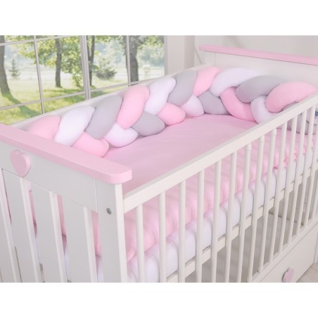 Punutud voodipehmendus 180 cm, valge/hall/roosa | FreshDesign.ee