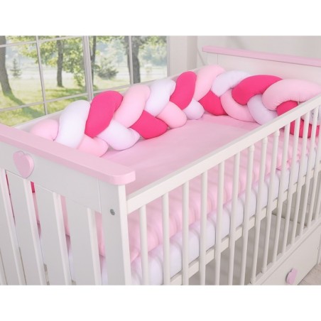 Punutud voodipehmendus 180 cm, valge/roosa... | FreshDesign.ee