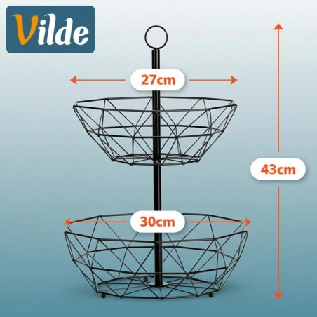 Must metallist puuviljakorv, 2 taset | FreshDesign.ee